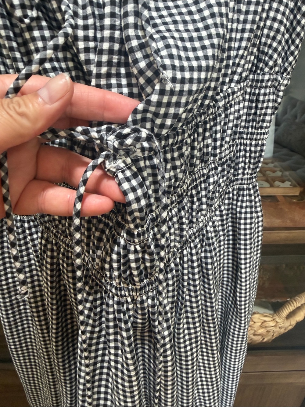 EUCAbercrombie & Fitch Black and White Gingham Maxi Dress - Picture 7 of 10